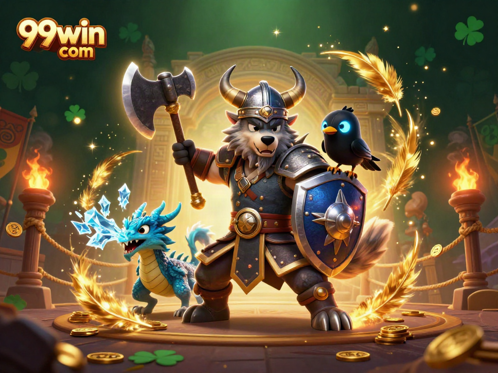 Compelling 3D Scandinavian-themed illustration showcasing gaming excitement and vibrant action at 99win com.