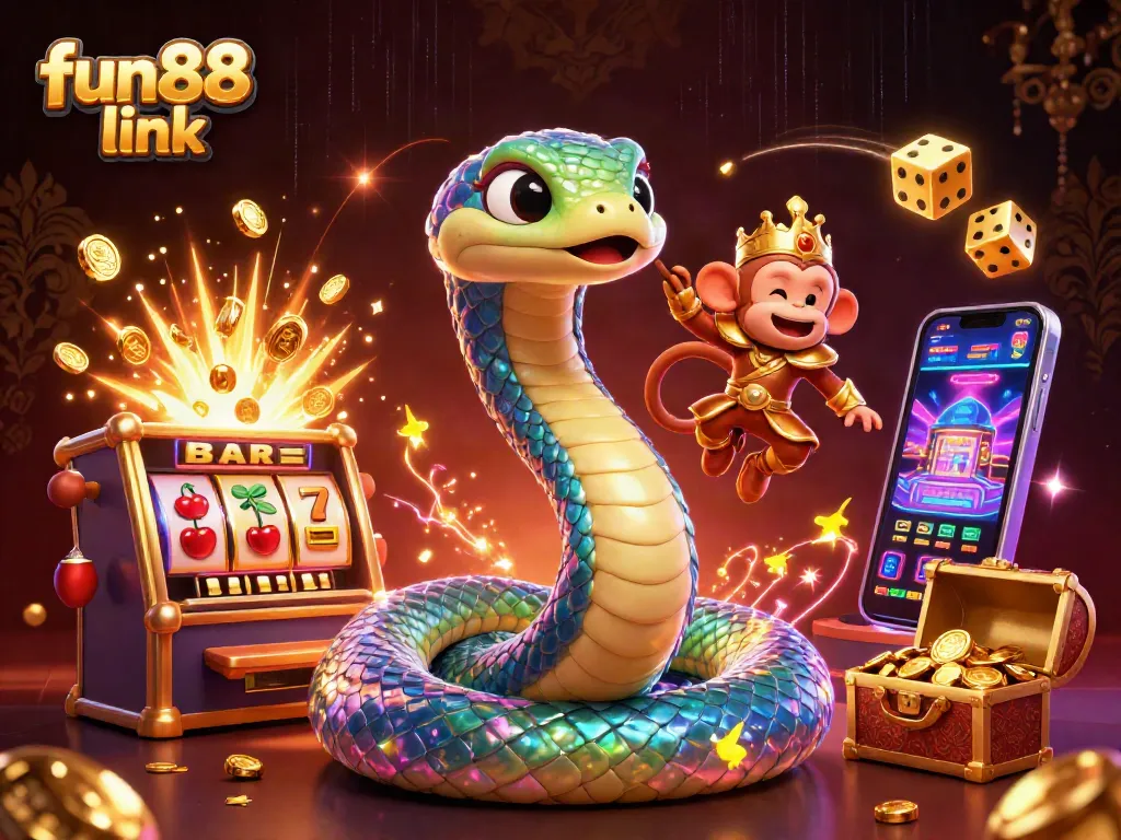 Experience fun88 link in a vibrant casino adventure with golden symbols and a playful atmosphere.