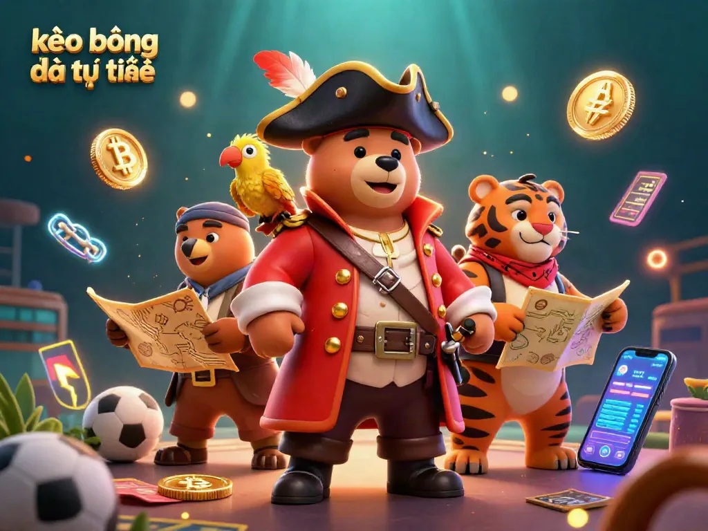 Engage in kèo bóng đá trực tuyến with this vibrant illustration featuring sports elements and dynamic characters.