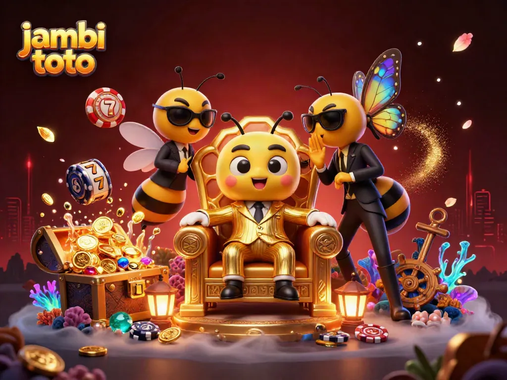Experience jambi toto with delightful casino characters in a vibrant, detailed illustration.
