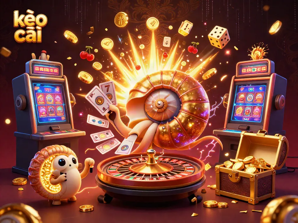 Experience exciting kèo nhà cái action with futuristic gambling elements bursting with color and energy.