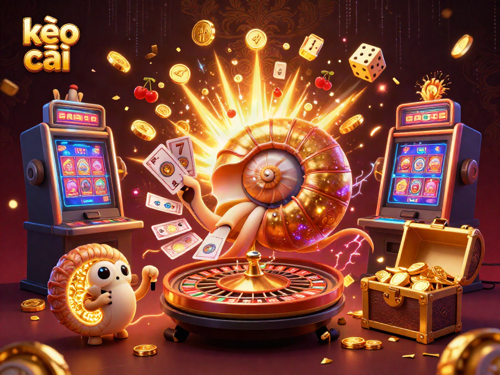 Experience exciting kèo nhà cái action with futuristic gambling elements bursting with color and energy.