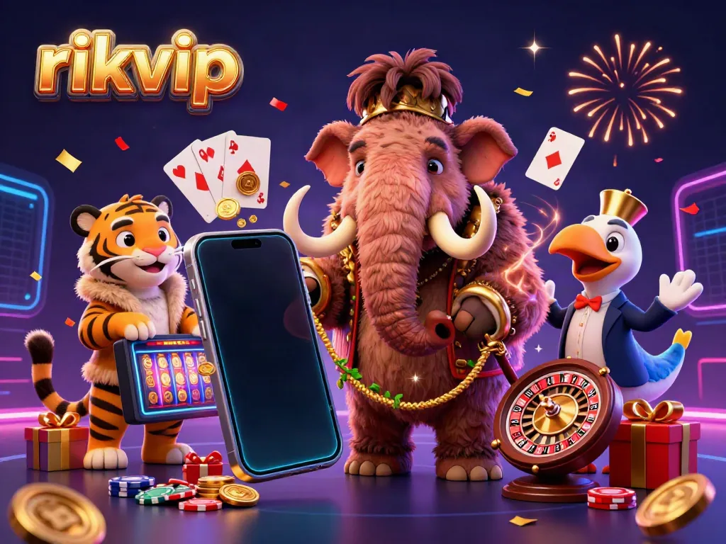 Experience vibrant gaming excitement as rikvip comes alive with energetic characters and dazzling casino elements.