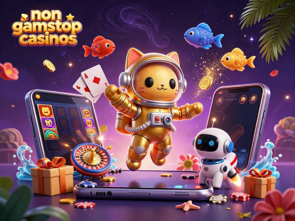 Experience the thrill of non gamstop casinos with this vibrant 3D casino scene showcasing immersive gaming elements.