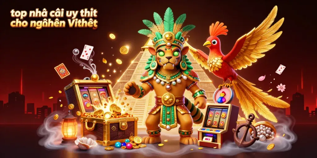 Experience excitement with top nhà cái uy tín cho người Việt in this vibrant 3D casino scene.