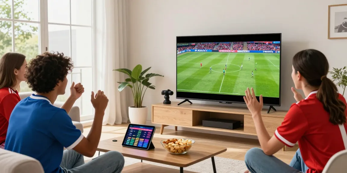 Friends enjoying a live socolive soccer match in high definition