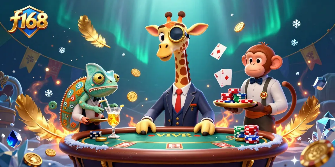 Play poker at f168 with a high-roller giraffe, monkey valet, and chameleon bartender.
